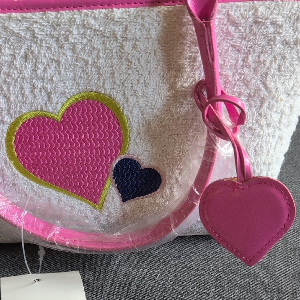 Stylish Pink and White Heart Tote Bag - Picture 4 of 6